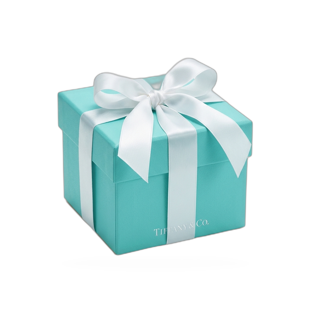 Anniversary Tiffany blue luxury gift box with white satin ribbon