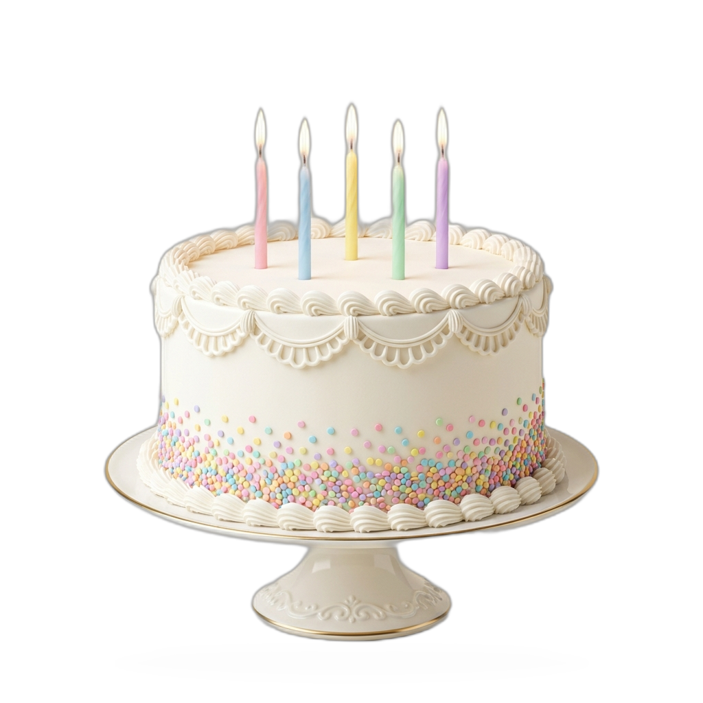 Birthday celebration cake with sprinkles and candles