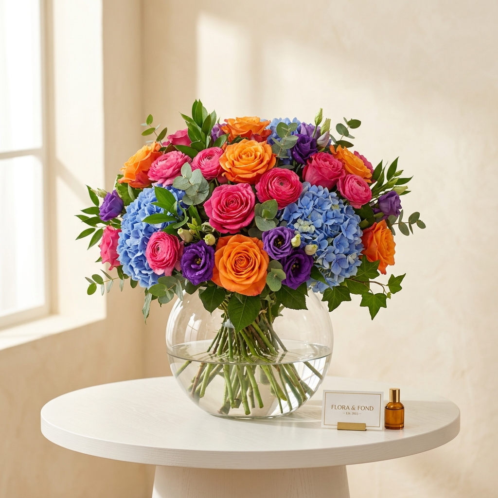Colorful Garden Fishbowl Centerpiece