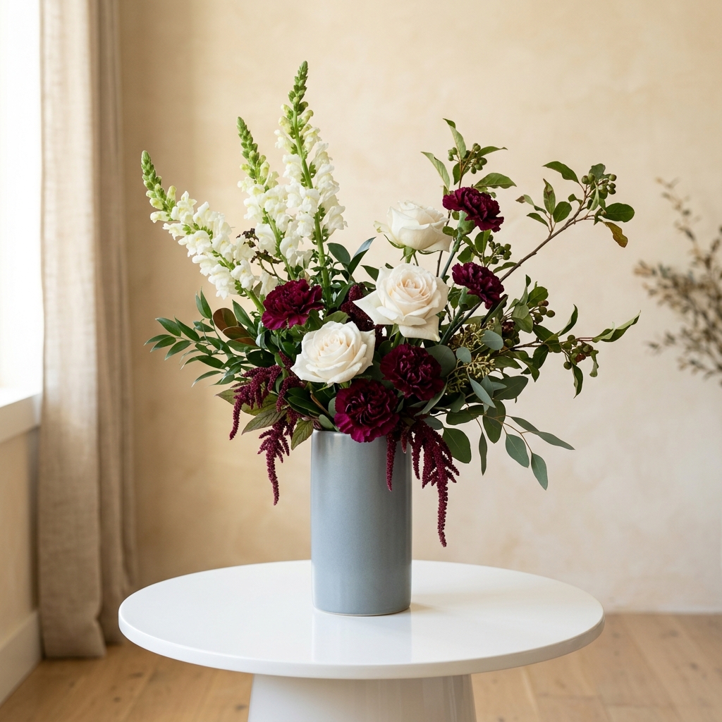 White & Burgundy Garden Medley